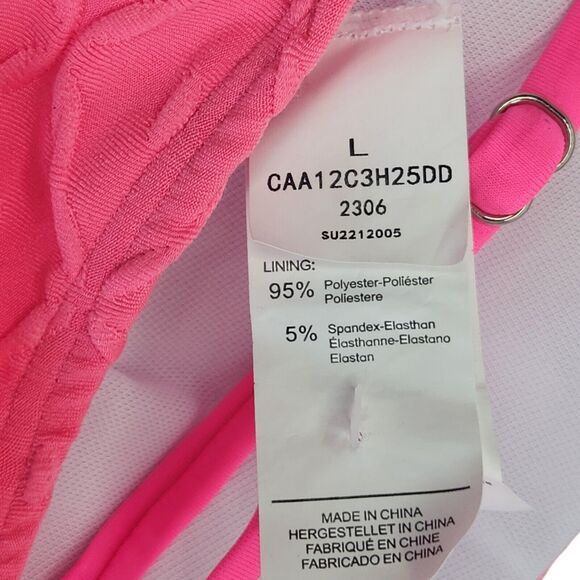 Cupshe Geo Stitch Scoop Bralette Bikini Top Swim Size Large Bright Pink NWT - Picture 7 of 9